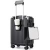 KONO Trolley Cabina M, Valigia Rigida in PC Ultra Resistente, con Supporto Smartphone e Gancio, Borsa a Conchiglia con Cornice in Alluminio Senza Cerniera, per Viaggi, Inizio Scuola e Lavoro