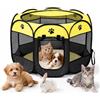 Qnbonrich Recinto pieghevole per cuccioli, 74 x 74 x 43 cm, per la casa, box pieghevole per cani, gatti, conigli, interni ed esterni (giallo)