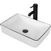 YU YUSING Lavabo da Appoggio in Ceramica, Lavabo da Bagno, Lavandino Rettangolare con Rubinetto, per Bagno, Cucina, Ospiti, WC, Bianco, 50.5 x 34.1 x 10 cm