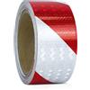 XFXIA Nastro Riflettente Adesivo Nastro Catarifrangente Adesivo Stradale Promemoria Di Sicurezza Ad Alta Visibilità Per Auto Moto Bicicletta Attività Notturna 20m x 5cm (Rosso e Bianco)