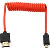 HangTon Cavo micro HDMI 4K120 8K60 Raw per ATOMOS Ninja V Ultra Shinobi, Sony ZV-E10 A7C A7R IV A6700, Canon R5C R100 R8 R6 M50 MKII, Nikon Fujifilm Sigma FP, rosso intrecciato a spirale, 30 cm