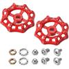 PATIKIL 2pz Maniglia per Rubinetto Esterno Foro Asta Quadrata 8x8mm Rosso | Maniglia Rotonda in Acciaio Fuso, per Sostituzione Maniglia Rubinetto Acqua, con Viti Spacer