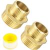 GZDILUOGS 2 pezzi di riduzione da 1 pollice a 3/4 pollici, doppio nipplo in ottone con nastro di tenuta filettato, adattatore per filettatura fine per industriale, uso domestico (AG Ø32 mm x AG Ø25 mm)