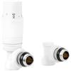 VANCOCO Valvola termostatica G1/2 + valvola di ritorno con anello di tenuta migliorato, forma angolare per radiatore, bianco, con sensore liquido e posizione antigelo