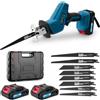 Worshow Sega a Gattuccio 21V, 0-4000 RPM, Seghetto Elettrico a Batteria a Velocità Variabile con 2 x 2.0Ah Batteria, Sega Elettrica con 8 Lame per Tagliare PVC/Legno/Metallo - Blu