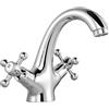 Demlaka Rubinetto da bagno in stile retrò, con due manici, per lavabo, in stile retrò, a 2 maniglie, per lavabo, lavandino con beccuccio, altezza 100 mm, 2 tubi da 60 cm