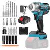 ponoseu Avvitatore a Impulsi Batteria 21V, 300Nm Motore Brushless 1/2 con Batteria 4.0Ah, Avvitatore Elettrico per Cambio Ruote Auto & Montaggio, incl. Caricabatterie Rapido & 26 Accessori in Valigetta