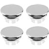 LEOUEANR Set di 4 coperture per troppopieno per lavello, anello di troppopieno rotondo e accessori per vasca da bagno (argento)
