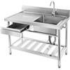 Zoobotanica Lavello da cucina autoportante, 100 x 60 x 80 cm, 1 vasca, in acciaio inox, per esterni, interni, ristoranti, capacità di carico 150 kg (vasca destra)