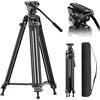 SIRUI 73/185cm Treppiede con Piastra a Sgancio Rapido a Scatto per Manfrotto, AVT-11 Treppiede Video con Testa Fluida a 360°, Treppiedes Impieghi Gravosi per Videocamera DSLR, Carico Fino a 10kg/22lb