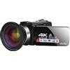 DIGNIFE Videocamera, 4K Ultra. HD Videocamera videocamera for vlogging Wifi Light incorporato 4 8MP 3.0 Telecamere digitali 16x pollici(64G SD card,Pink)