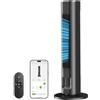 FLANUR Ventilatore torre 25 dB silenzioso con raffreddamento 96 cm WiFi Alexa, con telecomando, ventilatore a pedale oscillante a 90°, 4 velocità, timer 12 ore, nero, 1 pacchetto + 4 modalità