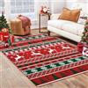 Garvee Tappeto Natalizio Lavabile in Lavatrice, Boho Con Base Antiscivolo, Idrorepellente e Antimacchia, Decorazione Geometrica Per Il Soggiorno 160 * 230cm Rosso