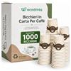 ecodrinks 1000 Bicchieri Caffe Carta - 75ml - Set Bicchierini Monouso per Bevande Calde - Biodegradabili, Eco-friendly e Made in Italy - Crema
