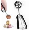 TIANLIN Porzionatore per Gelato in Acciaio Inox 304 con Grilletto (23x6 cm) - Forma Palle Nero, Lavabile in Lavastoviglie, Multiuso per Gelato, Palle di Melone, Purè, Impasto e Torte