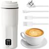 Peelanmall Bollitore da viaggio, piccolo bollitore da viaggio, 500 ml, 6 livelli di temperatura 45-100 °C, display digitale, piccolo e portatile, 220 V, bianco per viaggi, campeggio, tè, caffè, latte