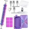 jecxucci Penna per diamond art, include 1, 3, 6, 9, punte filettate in acciaio e vassoi per pittura a diamante con coperchi, accessori e strumenti per diamond painting 5D, kit di penne per trapano (blu viola)