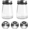 Hoxfly Set di Saliera e Pepiera fori regolabili, Acciaio inox/Vetro, Grande Resistente barattoli Lavabile in Lavastoviglie, shaker per spezie in cucina e ristorazione