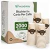 ecodrinks 2000 Bicchieri Caffe Carta - 75ml - Set Bicchierini Monouso per Bevande Calde - Biodegradabili, Eco-friendly e Made in Italy - Crema
