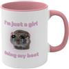 Tuxxjzm Tazza in ceramica con motivo criceto triste, con scritta in inglese I'm Just A Girl , 350 ml, con motivo criceto triste, tazza unica e divertente che fa ridere tutti, tazza da caffè con criceto