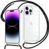 Pnakqil Cover per iPhone 14 Pro Max con Cordino, Custodia con Laccio Collana Tracolla Trasparente Cellulare Antigraffio Silicone Proteggere Corda Case per iPhone 14 Pro Max, Nero 01