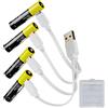QUBAI Batteria ricaricabile al litio di tipo C, AAA, 1,5 V, USB agli ioni di litio AAA, ricaricabile, 1700 mWh con cavo di ricarica di tipo C, ricarica rapida in 2 ore, confezione da 4 (4AAA)