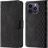 CaseGla Cover per iPhone 14 Pro Max custodia portafoglio Nero | Blocco RFID, 3 scomparti carte, 1 tasca banconote, Chiusura magnetica, Supporto, Pelle PU flip cover per iPhone 14 Pro Max