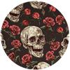 Mexpekil Tappetino per mouse rotondo per scrivania, lavoro, teschio di zucchero, Halloween, rosa rossa, scheletro, stampa di scheletro, morbido tappetino per mouse con base in gomma antiscivolo, per laptop,