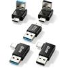 YANBORONSN Adattatore a 90 gradi da USB A maschio a USB C maschio, adattatore OTG angolare USB 3.1 da 10 Gbps da USB a USB C per laptop, auto, smartphone, (confezione da 5)