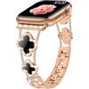 Sixmoat Compatibile con Apple Watch Cinturino 38/40/41/42mm(S10/11/12) | Bracciale Design con Trifoglio per iWatch Donna Serie 12/11/10/9/8/7/6/5/4/3/SE, (Oro Rosa/Nero)