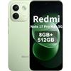 XIAOMI Redmi Note 17 Pro Max 5G,Smartphone 8G+512GB,6.83 1.5K AMOLED display,120Hz,9210mAh Silicon-Carbon Battery,50MP Main Camera,100W HyperCharge,Verde,Caricabatterie non incluso