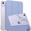 MoKo Cover per iPad mini 7a(A17 Pro)/6a 8,3 2024/2021, Viola Grigiastro | iPad Cover in TPU e Pelle PU Semi-Trasparente Sostegno Supporto Sottile con Morbido TPU Cover con Auto Svegliati/Sonno