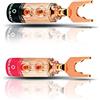 OEHLBACH XXL Fusion Lug - High-End Kabelschuh-Verbinder für Kabel bis 6mm² - Vollmetallstecker, rot/schwarz Kennzeichnung - 4 Stück -Gold