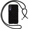 Foonary Cover con Cordino per Huawei P30 Lite 6,15, Custodia con Laccio Collana Tracolla Aesthetic Disegni Morbido Silicone Necklace Regolabile Protettiva Corda Case per P30 Lite, Leopardata