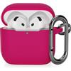 AOTUAO Compatibile con AirPods 4 Custodia Case Cover, Case Protettiva Antiurto Antiscivolo in Silicone per AirPods 4a Generazione (2024) (USB-C) Custodia con Moschettone, Rose Pink