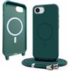 Bigcousin Magnetica Cover con Cordino per iPhone 17e (2026) / iPhone 16e,[Compatibile con MagSafe], Cover in Silicone, Regolabile Cordino da Collo Nylon Catena Collana Tracolla,Verde