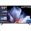 Antteq Q55 4K QLED Smart TV 55 Pollici (TV 140 cm) con HDR10, Bluetooth 5.0, Vocale Assistente, MEMC, Triple Tuner DVB-C/S/S2/T/T2, App Store, Wi-Fi 2.4 GHz/5 GHz [Classe di efficienza enerFetica F]