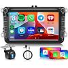 Hodozzy [6G+128G] 8-Core Autoradio per VW Passat Golf Jetta EOS Polo Touran Seat Sharan, Hodozzy 8 Pollici Touchscreen Radio con CarPlay Wireless Android Auto, Bluetooth GPS WiFi DSP, FM RDS, Canbus