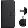 Generico Compatibile con MOTOROLA MOTO E22 / E22i / XT2239-6 XT2239-18 display 6.5 Custodia COVER STAND flip LIBRO gel PORTAFOGLIO magnetica protezione eco pelle porta carte vano card (Nero)
