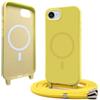 Bigcousin Magnetica Cover con Cordino per iPhone 17e (2026) / iPhone 16e,[Compatibile con MagSafe], Cover in Silicone, Regolabile Cordino da Collo Nylon Catena Collana Tracolla,Giallo