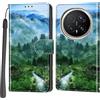 PHINIENLAND Cover per Honor Magic8 Pro custodia portafoglio Foresta | 3 scomparti carte, 1 tasca banconote, Chiusura magnetica, Supporto, Pelle PU flip cover per Honor Magic8 Pro