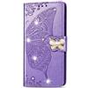 TUUNKMUY Cover per ZTE Blade A76 5G Brillante Diamante PU Antiurto Custodia Flip Pelle Case Portafoglio Protezione Morbida Slim Silicone Wallet Cover Magnete Cover Telefono per ZTE Blade A76 5G Viola chiaro