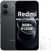 XIAOMI Redmi Note 17 Pro Max 5G,Smartphone 8G+512GB,6.83 1.5K AMOLED display,120Hz,9210mAh Silicon-Carbon Battery,50MP Main Camera,100W HyperCharge,Nero,Con caricatore da 120 W