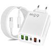 P37 Caricatore Multiplo 65W con Cavo USB-C 60W, 5 Porte USB-C PD20W QC3.0, Adattatore Ricarica Rapida Compatibile con iPhones, Galaxy, Huawei, Xiaomi, Oppo, Realme e Altri Dispositivi