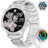 BENYAR SMART Orologio Smartwatch Donna 1,32 HD con Strass, Design Ultra-Sottile 9mm Elegante e Sportivo, Chiamate Bluetooth, Cardio, SpO2, Monitor Ciclo Mestruale, 100+ Sport, Compatibile iOS/Android, Argento