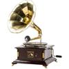 Arterameferro Grammofono con Tromba in Ottone HIS MASTER'S VOICE Riproduzione Quadrato con Inserti in Legno e Ottone