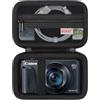 BOVKE Custodia per Canon POWERSHOT G7 X Mark III G7X Mark II Fotocamera Digitale, 4K Vlogging Fotocamera Compatta Borsa Viaggio Conservazione, Tasca in Rete per Cavi, Batterie, Scheda SD, Nera