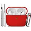 Inesore Compatible with AirPods Pro 1st/2nd Case - Noble Red | Silicone Protective Case Cover for Apple Air Pod Pro (2019/2022/2023), Unisex Design, with Cleaning Kit