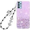 Rnrieyta Miagon Brillantini Cover per Samsung Galaxy A52 5G/4G/A52S,Bling Glitter Stelle Custodia Case Paraurti Trasparente con Perla Cuore Farfalla Anti-Smarrimento Cordino Fascino