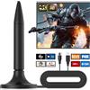 CeyMlem 2024 Nuova Amplificatore 130KM Antenna TV Interna Potente Per 1080P 4K - Portatile Con Segnale Amplificatore, Base Magnetica, Cavo Coassiale - Compatibile Con Tutti i Vecchi e Smart TV - Black